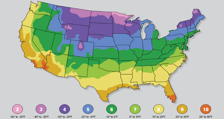 美国种树种花必备知识：美国植物耐寒分区表